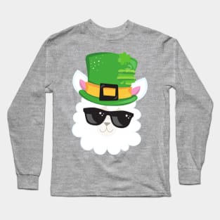 Saint Patrick's Day, Alpaca, Llama, Leprechaun Hat Long Sleeve T-Shirt